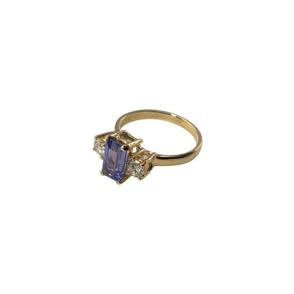 14 Karat Yellow Gold Amethyst and Diamond Ring Size 6 GAI Certified #12083 - Picture 3 of 8